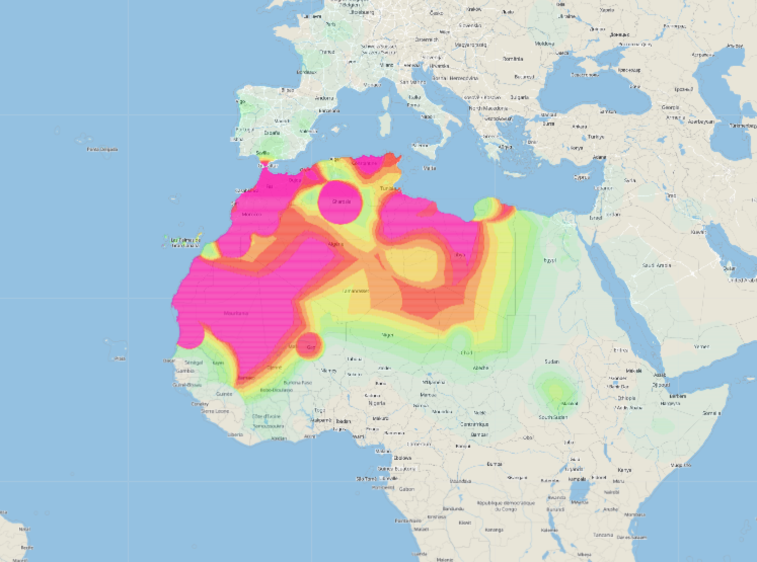 Distribution chart of E-PF2546 in North Africa