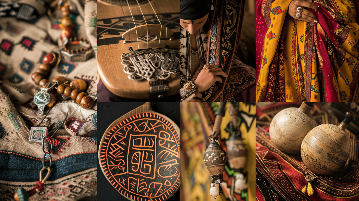Traditional Amazigh Berber architecture and cultural heritage in Souss-Massa region showing earthen buildings, agadir granaries, and traditional customs