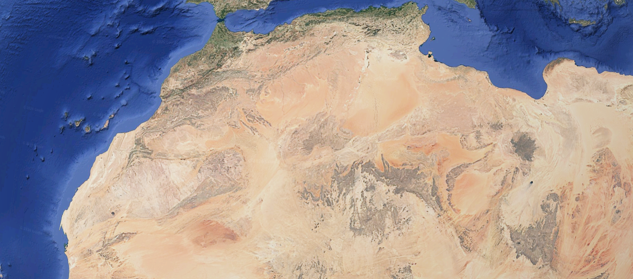 Unlabeled map of the Maghreb region used as geographic context for Amazigh lineage analysis